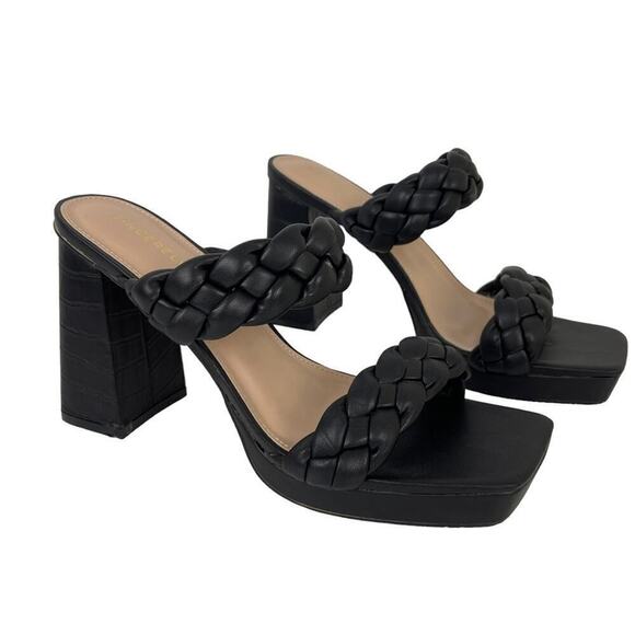 Sincerely Jules Black Platform Aurora Braided Straps Block Heel Sandals Size 10M - Picture 2 of 16